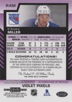 2020-21 O-Pee-Chee Platinum - Rookie Autographs Violet Pixels #R-KM K'Andre Miller Back