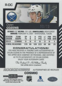 2020-21 O-Pee-Chee Platinum - Rookie Autographs Cosmic #R-DC Dylan Cozens Back