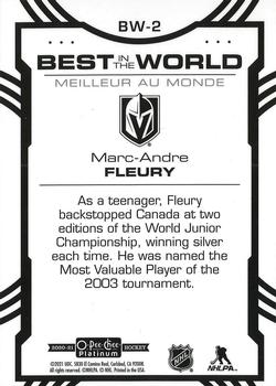 2020-21 O-Pee-Chee Platinum - Best in the World #BW-2 Marc-Andre Fleury Back