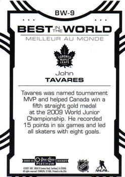 2020-21 O-Pee-Chee Platinum - Best in the World #BW-9 John Tavares Back