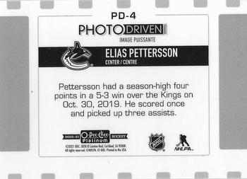 2020-21 O-Pee-Chee Platinum - Photo Driven #PD-4 Elias Pettersson Back