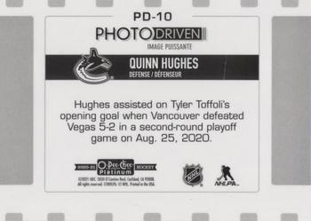 2020-21 O-Pee-Chee Platinum - Photo Driven #PD-10 Quinn Hughes Back