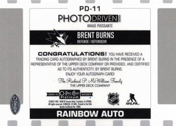 2020-21 O-Pee-Chee Platinum - Photo Driven Rainbow Autographs #PD-11 Brent Burns Back
