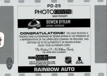2020-21 O-Pee-Chee Platinum - Photo Driven Rainbow Autographs #PD-25 Bowen Byram Back