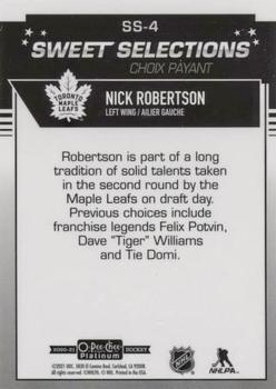 2020-21 O-Pee-Chee Platinum - Sweet Selections #SS-4 Nick Robertson Back