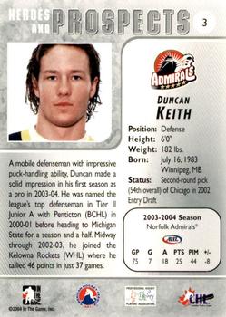 2004-05 In The Game Heroes and Prospects - Fall Expo Silver #3 Duncan Keith Back