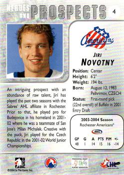 2004-05 In The Game Heroes and Prospects - Fall Expo Silver #4 Jiri Novotny Back
