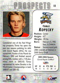 2004-05 In The Game Heroes and Prospects - Fall Expo Silver #18 Tomas Kopecky Back