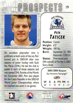 2004-05 In The Game Heroes and Prospects - Fall Expo Silver #19 Petr Taticek Back