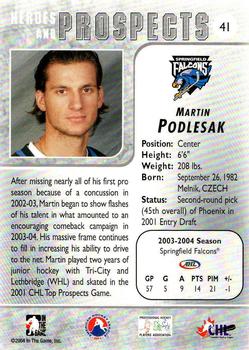 2004-05 In The Game Heroes and Prospects - Fall Expo Silver #41 Martin Podlesak Back