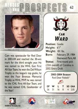 2004-05 In The Game Heroes and Prospects - Fall Expo Silver #62 Cam Ward Back