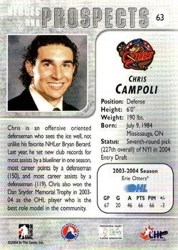 2004-05 In The Game Heroes and Prospects - Fall Expo Silver #63 Chris Campoli Back