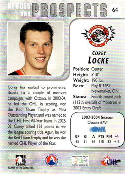 2004-05 In The Game Heroes and Prospects - Fall Expo Silver #64 Corey Locke Back