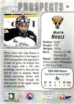2004-05 In The Game Heroes and Prospects - Fall Expo Silver #91 Martin Houle Back