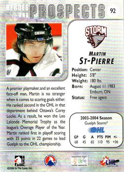2004-05 In The Game Heroes and Prospects - Fall Expo Silver #92 Martin St. Pierre Back