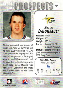 2004-05 In The Game Heroes and Prospects - Fall Expo Silver #94 Maxime Daigneault Back