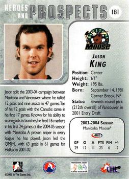 2004-05 In The Game Heroes and Prospects - Fall Expo Silver #181 Jason King Back