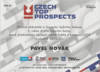 2020-21 OFS Classic Série II - Czech Top Prospects Red #CTP-21 Pavel Novak Back