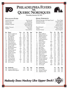 1992-93 Upper Deck Philadelphia Flyers #NNO Pelle Eklund Back