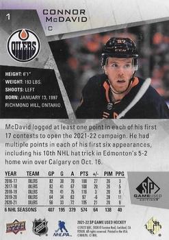 2021-22 SP Game Used #1 Connor McDavid Back