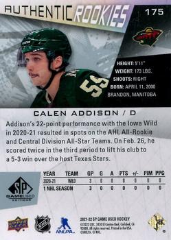 2021-22 SP Game Used #175 Calen Addison Back
