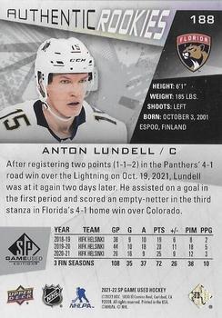 2021-22 SP Game Used #188 Anton Lundell Back