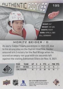 2021-22 SP Game Used #195 Moritz Seider Back