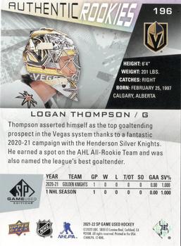 2021-22 SP Game Used #196 Logan Thompson Back