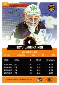 2021-22 Cardset Finland #193 Eetu Laurikainen Back