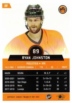 2021-22 Cardset Finland #198 Ryan Johnston Back