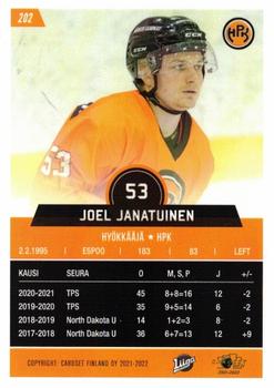 2021-22 Cardset Finland #202 Joel Janatuinen Back
