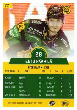 2021-22 Cardset Finland #212 Eetu Päkkilä Back