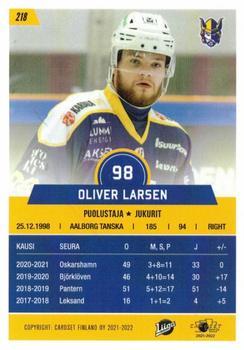 2021-22 Cardset Finland #218 Oliver Larsen Back