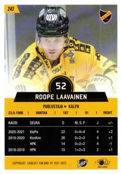 2021-22 Cardset Finland #243 Roope Laavainen Back