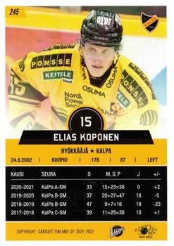 2021-22 Cardset Finland #245 Elias Koponen Back