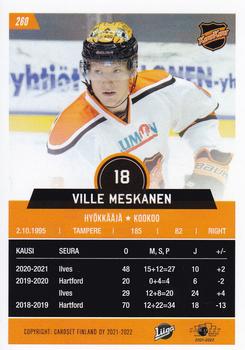 2021-22 Cardset Finland #260 Ville Meskanen Back