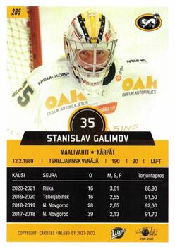 2021-22 Cardset Finland #265 Stanislav Galimov Back