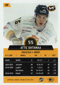 2021-22 Cardset Finland #268 Atte Ohtamaa Back