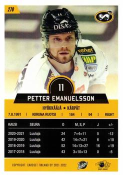 2021-22 Cardset Finland #270 Petter Emanuelsson Back