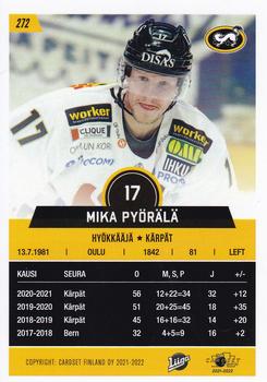2021-22 Cardset Finland #272 Mika Pyörälä Back