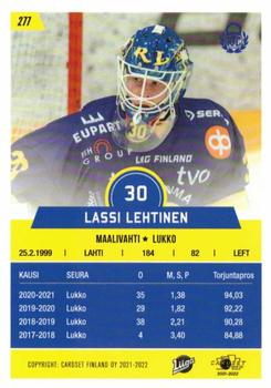 2021-22 Cardset Finland #277 Lassi Lehtinen Back