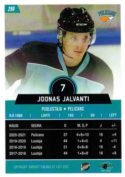 2021-22 Cardset Finland #290 Joonas Jalvanti Back