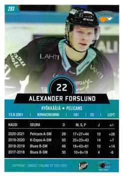 2021-22 Cardset Finland #293 Alexander Forslund Back