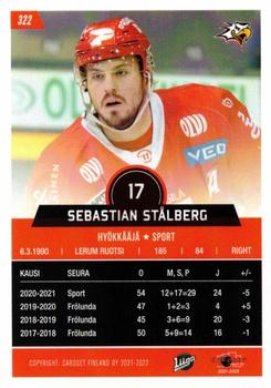 2021-22 Cardset Finland #322 Sebastian Stalberg Back