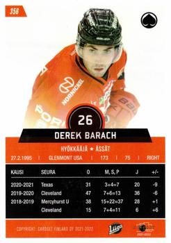 2021-22 Cardset Finland #356 Derek Barach Back