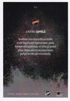 2021-22 Cardset Finland - Hometown Heroes #7 Peetro Seppälä Back