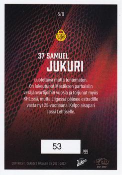 2021-22 Cardset Finland - Stone Walls Red #5 Samuel Jukuri Back