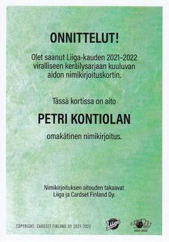 2021-22 Cardset Finland - Signature #NNO Petri Kontiola Back