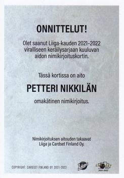 2021-22 Cardset Finland - Signature #NNO Petteri Nikkilä Back