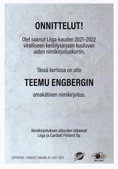 2021-22 Cardset Finland - Signature #NNO Teemu Engberg Back